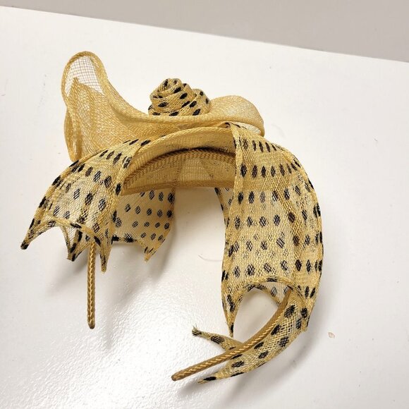 Yellow Polka Dot Headband Fascinator Hair Accessory Wedding Hair Accessory - Picture 4 of 16